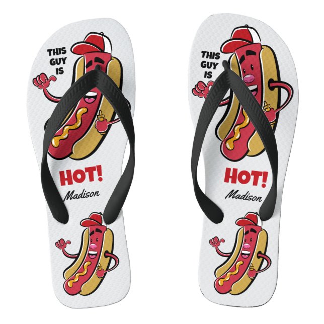 Chanclas Nombre y texto personalizados Perro caliente (Plantilla)