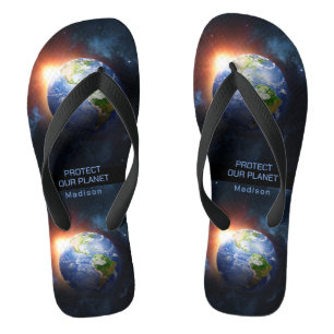 Chanclas Nombre y texto personalizados Planeta Tierra