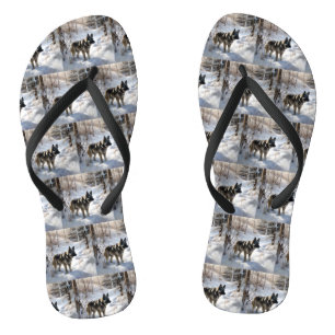 Chanclas Norwegian Elkhound Deja que nieve Navidad