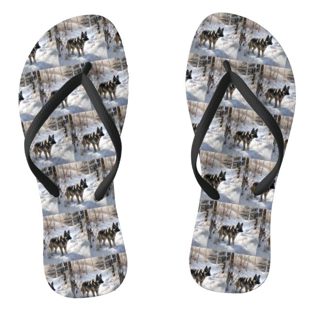 Chanclas Norwegian Elkhound Deja que nieve Navidad (Plantilla)