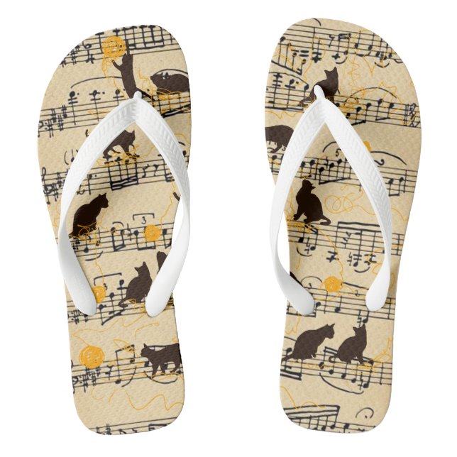 Chanclas Notas musicales y gatitos (Plantilla)