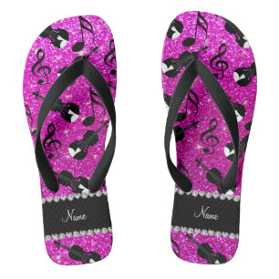 Chanclas Notas rosadas de neón conocidas de encargo de la