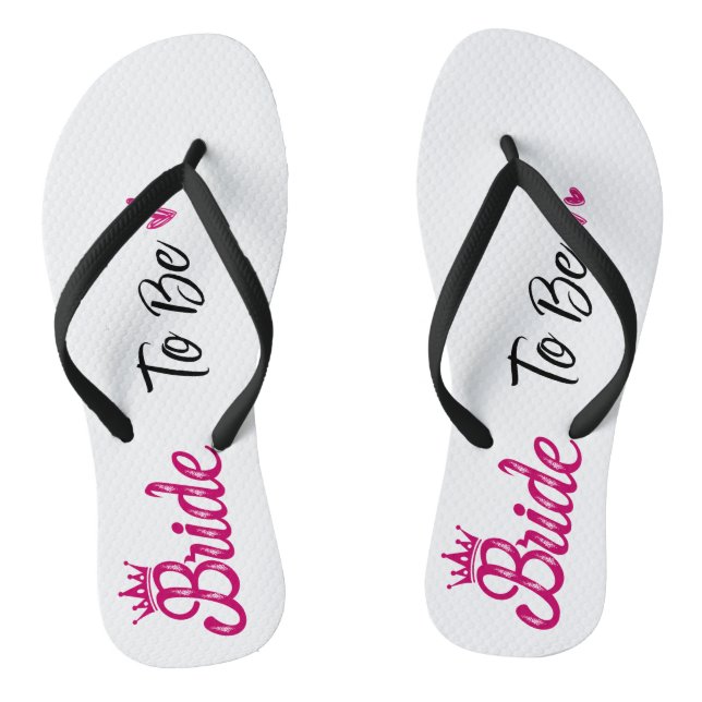 Chanclas "Novia a ser" blanca con corona rosa (Plantilla)