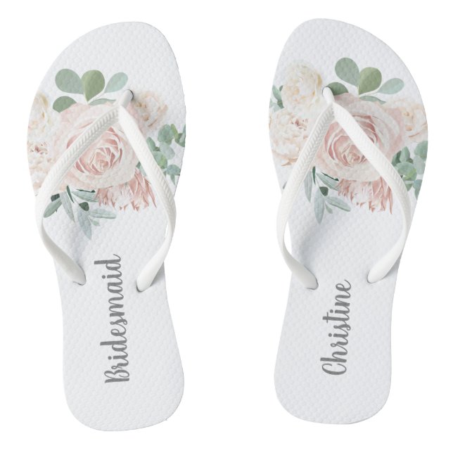 Chanclas Novia Boda Favor del Eucalipto Floral Rosa (Plantilla)