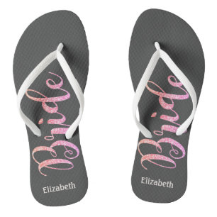 Chanclas Novia con Brillo Adorable, Gris - Personalizado