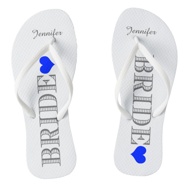 Chanclas Novia Corazón Azul Real (Plantilla)