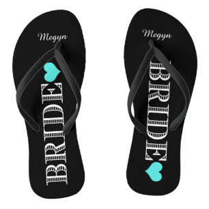 Chanclas Novia de Corazón Negro/Aqua