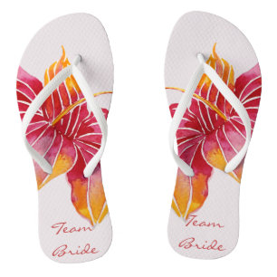 Chanclas Novia de equipo   Floral Hawaiana Flip Flops