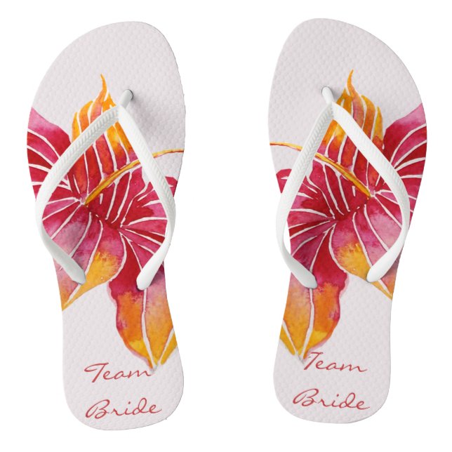 Chanclas Novia de equipo | Floral Hawaiana Flip Flops (Plantilla)