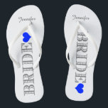 Chanclas Novia de Royal Blue Heart<br><div class="desc">Divertido,  flops de volteo de boda personalizados</div>
