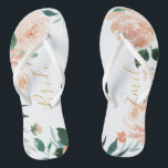 Chanclas Novia floral de durazno romántico<br><div class="desc">Moderna vegetación floral y botánica de durazno acuático,  elegante y romántico,  grandes regalos de fiesta nupcial personalizados para que la novia sea.</div>