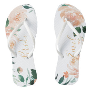 Chanclas Novia floral de durazno romántico