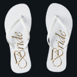 Chanclas Novia, guión dorado elegante moda boda flip flops<br><div class="desc">Novia,  guión dorado elegante moda boda blanco Flip Flops</div>