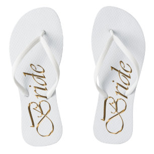 Chanclas Novia, guión dorado elegante moda boda flip flops