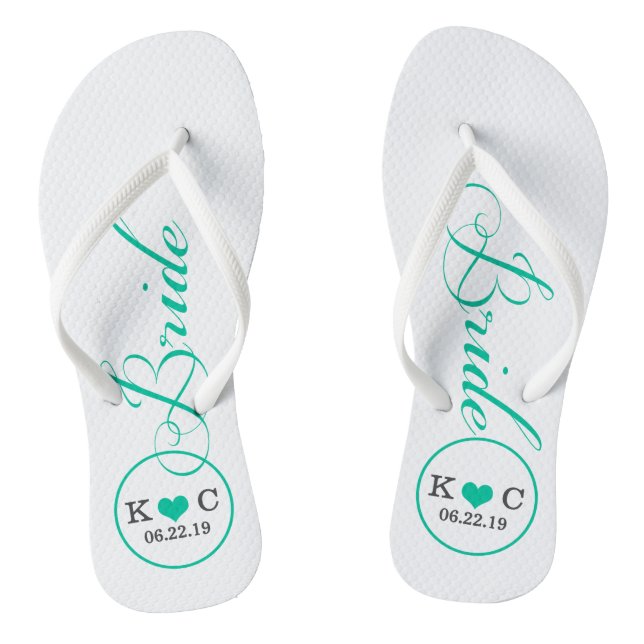Chanclas Novia Personalizada (aqua) (Plantilla)