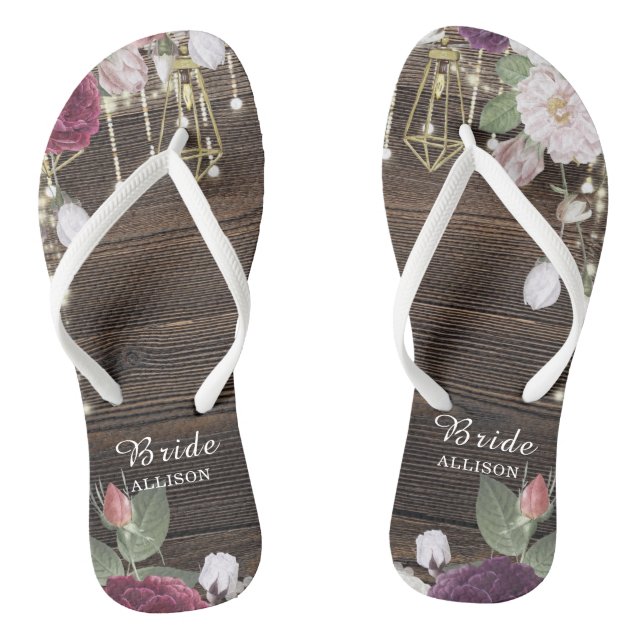 Chanclas Novia personalizada Boda de madera rústica (Plantilla)