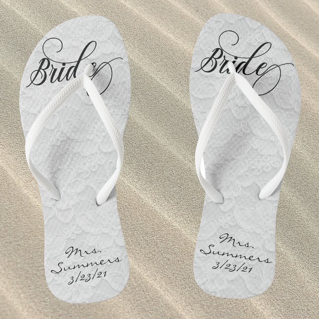 Chanclas Novia personalizada de encaje blanco boda (Subido por el creador)