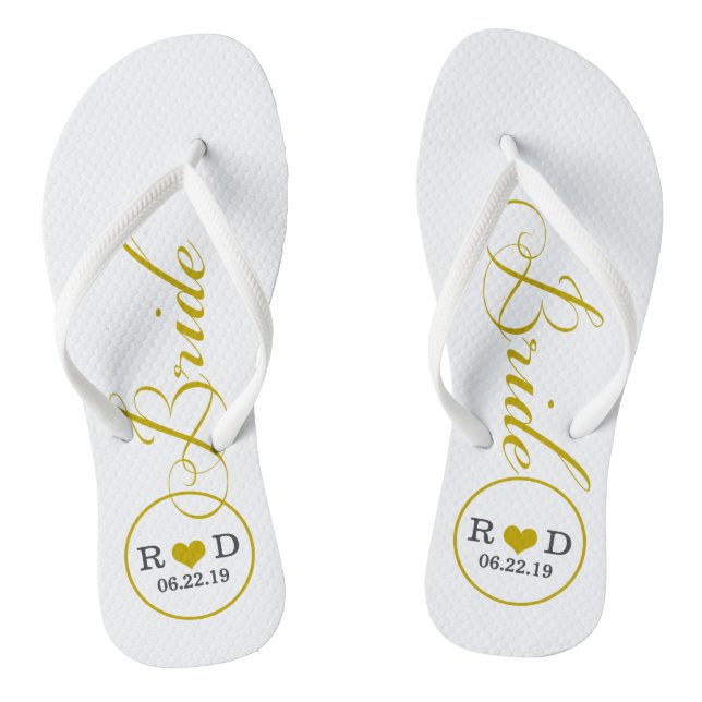 Chanclas Novia Personalizada (oro) (Plantilla)