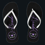 Chanclas Novia personalizada (púrpura)<br><div class="desc">Fun,  personalizado,  negro y morado boda de novia chanclas.</div>