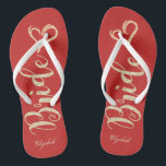 Chanclas Novia Purpurina de oro, corazón, rojo - personaliz<br><div class="desc">Con tu nombre,  una purpurinoso novia de oro y corazón con fondo rojo. Seleccione el botón de disfraz para cambiar el estilo,  color y tamaño de las fuentes.A cualquier chica le encantaría tener este diseño elegante y elegante.</div>