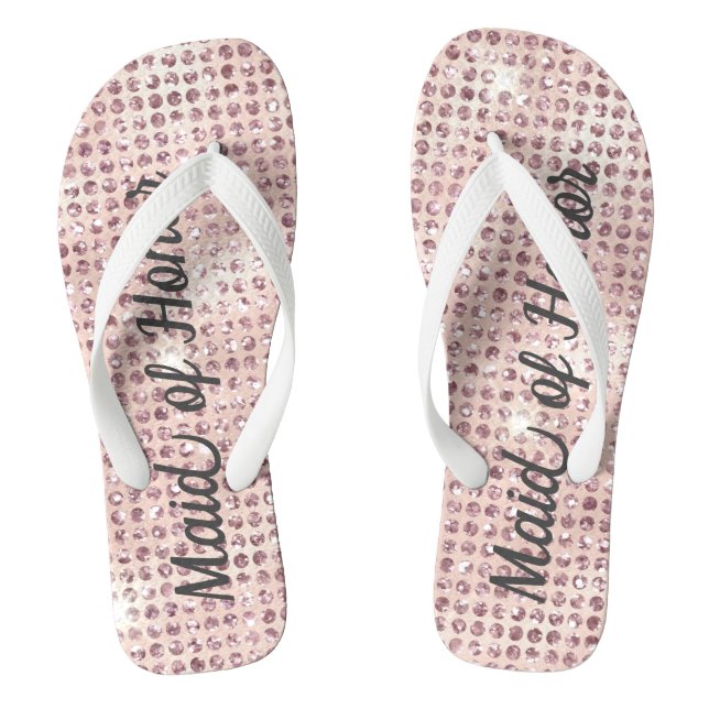 Chanclas Noviaria Boda Glam con estampado de diamantes rosa (Plantilla)