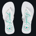 Chanclas Novias personalizadas (aqua)<br><div class="desc">Fun,  blanco personalizado y boda de novia azul acuático.</div>
