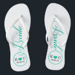 Chanclas Novias personalizadas (aqua)<br><div class="desc">Fun,  blanco personalizado y boda de novia azul acuático.</div>