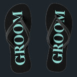Chanclas Novias Verde azuladas de BRIDE Boda Azul en Groom<br><div class="desc">Pon una sonrisa en la cara cuando recibe estas divertidas chancletas.  Perfecto para fiestas de boda,  recepción,  luna de miel,  los tendrá por años.  También busca coordinar las chancletas de la novia.  Hace el regalo perfecto de Jack y Jill fiesta,  todo parte de BRIDE & CO. de.</div>