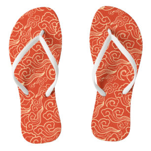 Chanclas Nubes japonesas vintage, Naranja de coral