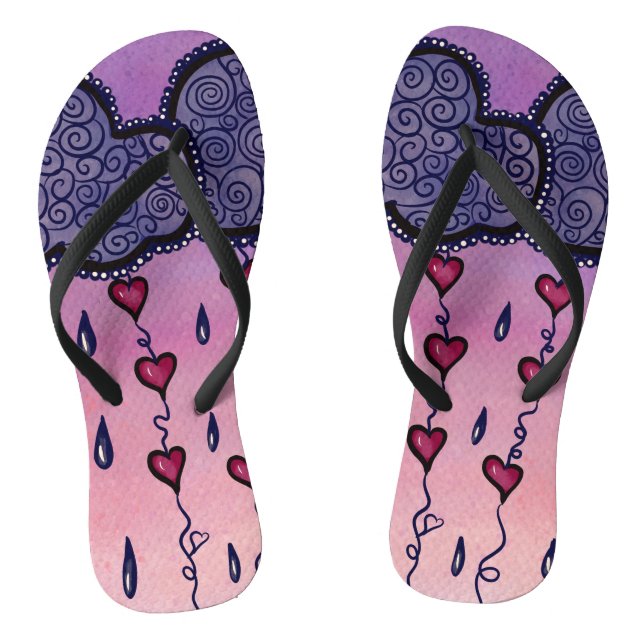 Chanclas Nubes lindas, corazones y gotas de lluvia (Plantilla)