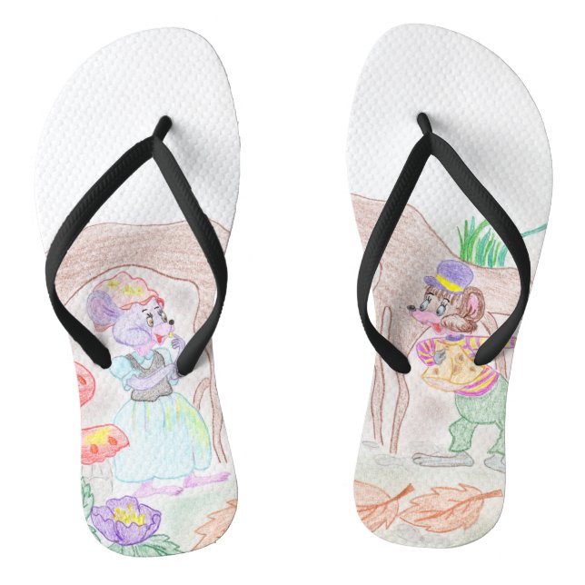 Chanclas Obras de arte de niños personalizados, dos ratones (Plantilla)