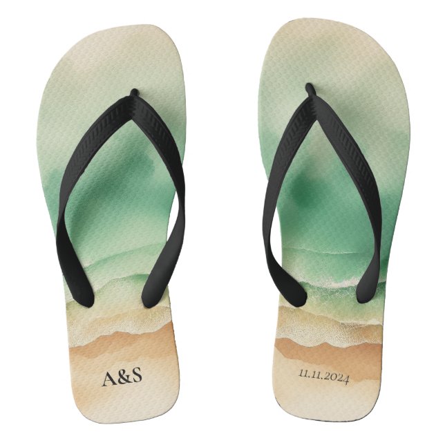 Chanclas Ocean Beach SUMMER Acuarela Elegante (Plantilla)