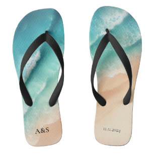 Chanclas Ocean Beach VERANO Acuarela Elegante Boda