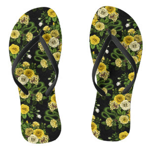 Chanclas Oculto en los rosas, amarillo y verde
