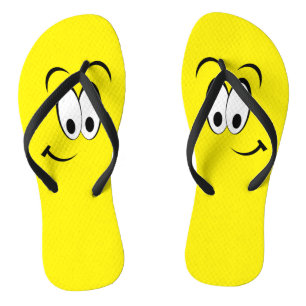 Chanclas Ojos anchos Sonriendo Flip Flops de cara amarilla