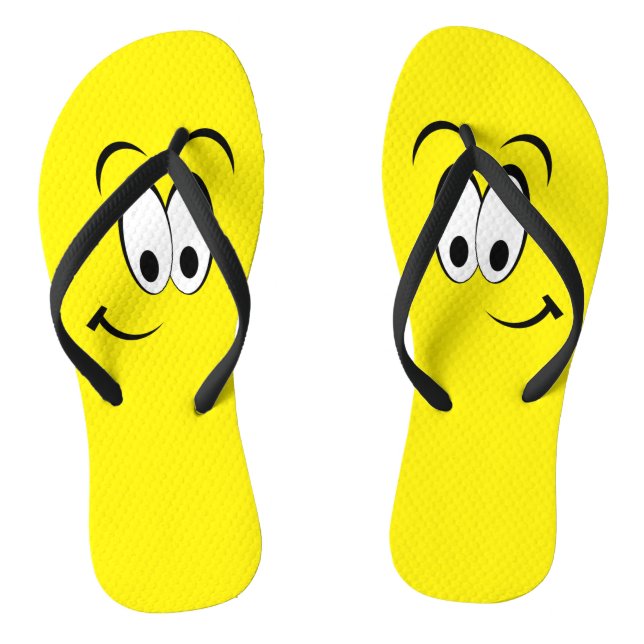 Chanclas Ojos anchos Sonriendo Flip Flops de cara amarilla (Plantilla)