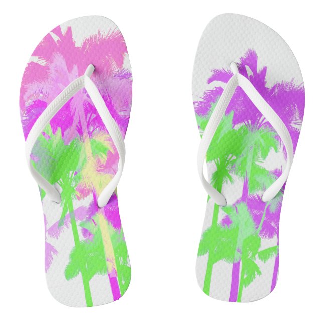 Chanclas Ola de calor tropical Neon Palm Trees hawaianos (Plantilla)