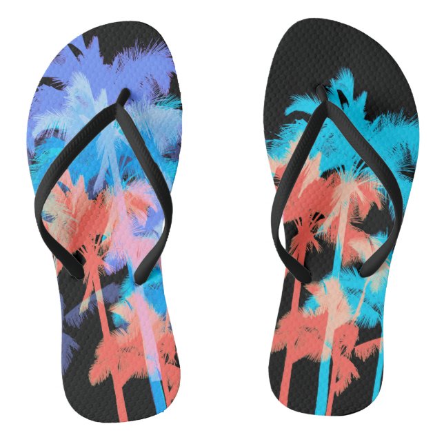 Chanclas Ola de calor tropical Neon Palm Trees hawaianos (Plantilla)