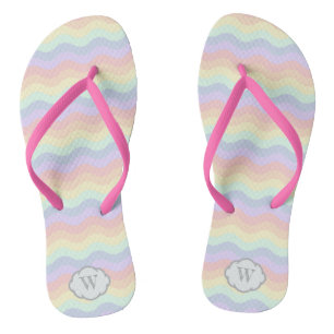 Chanclas Olas de arcoiris pasteles Flip Flops