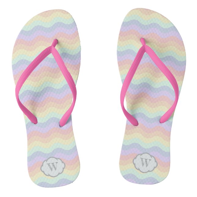 Chanclas Olas de arcoiris pasteles Flip Flops (Plantilla)