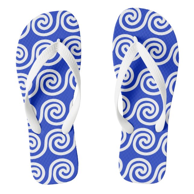 Chanclas Olas de la Llave del Meandro Griego Patrón Azul (Plantilla)