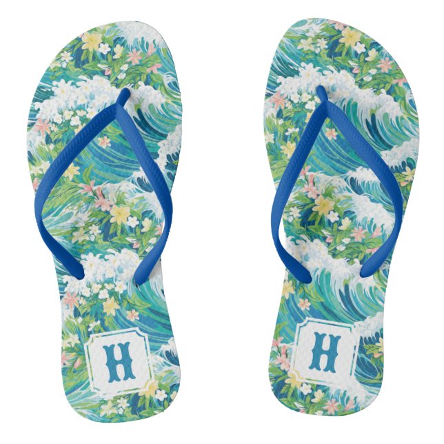 Chanclas Olas de playa tropical de Preppy | Pareja de Flip  (Plantilla)