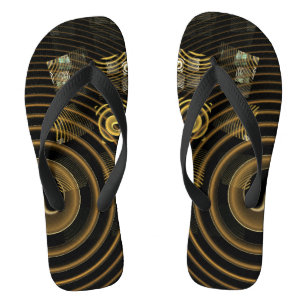 Chanclas Olas Doradas Hipnóticas Arte Abstracto Moderno