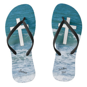 Chanclas Olas oceánicas bautismo Flip Flops