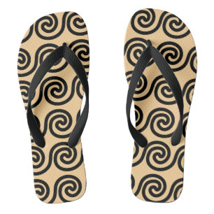 Chanclas Olas Patrón Llave Meandro Griego Marrón