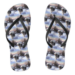 Chanclas Old English Sheepdog Deja que nieve Navidad