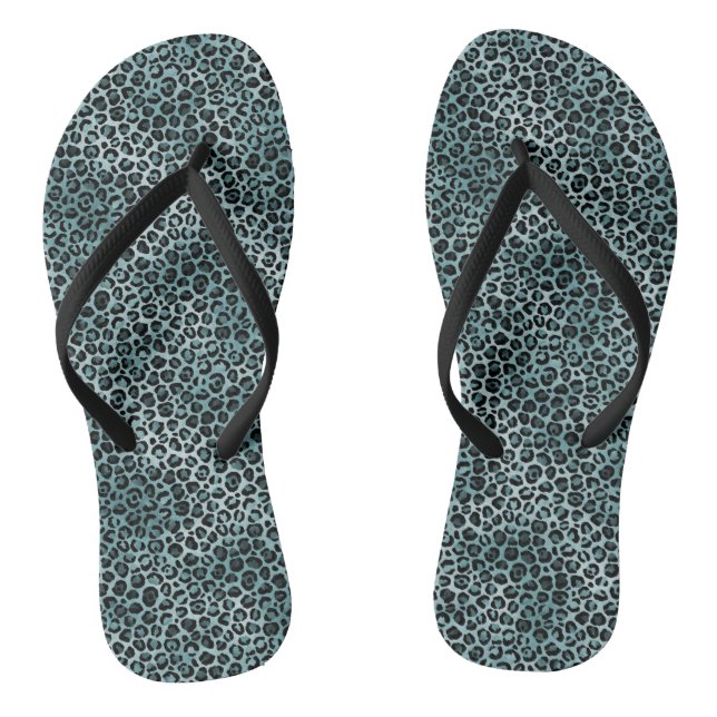 Chanclas Ombre de impresión de leopardo azul Verde azulado  (Plantilla)