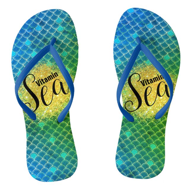 Chanclas Ombre verde turquesa Escamas de sirena Personaliza (Plantilla)