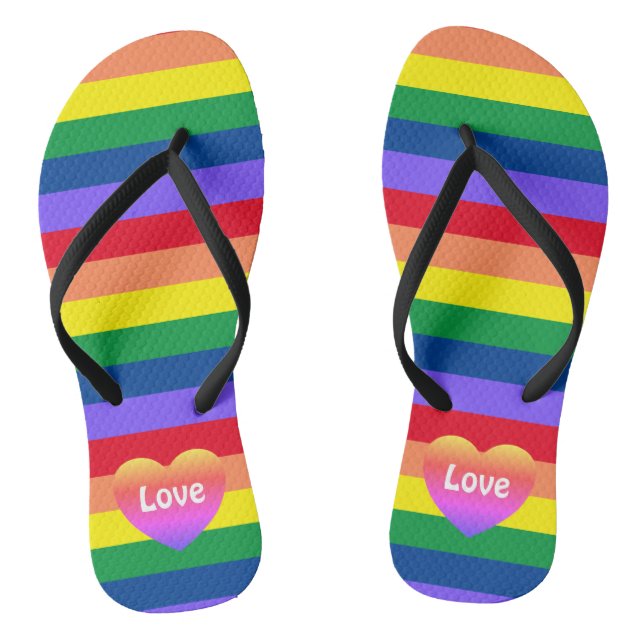 Chanclas Orgullo gay Arcoiris Corazón LGBTQ Igualdad (Plantilla)