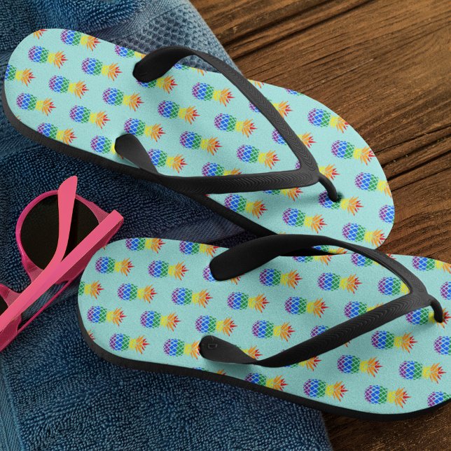 Chanclas Orgullo Patrón de piña arco iris (Subido por el creador)